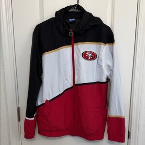 Men's Black, White, and Red Windbreaker